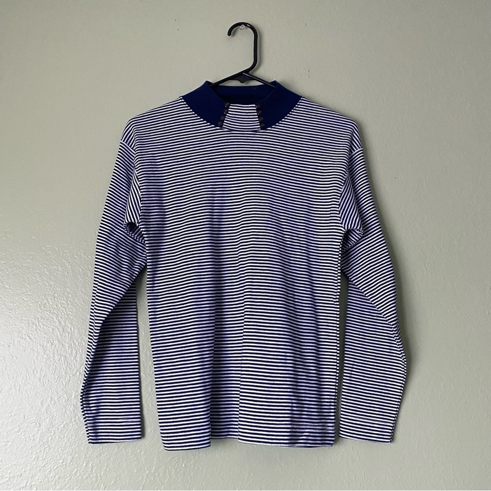 Vintage 90’s Navy Striped Mockneck Sweater